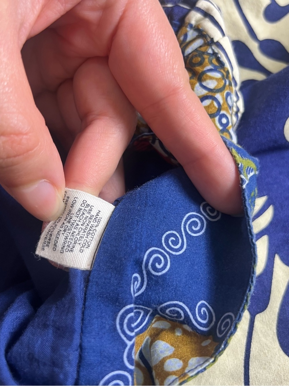 Anthropologie Made In Rwanda Cotton Floral Pocket Mini Skirt Blue Ivory Size M/L - Picture 8 of 8